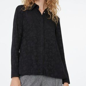 Club Monaco Floral Jacquard Blouse in Black
